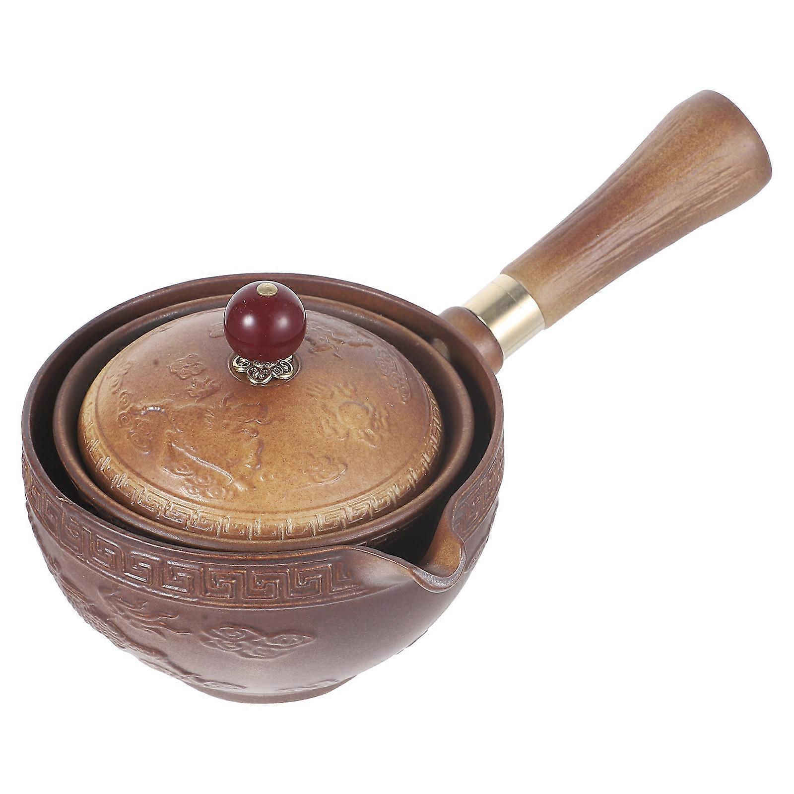 Portable Tea Maker 2Pcs Smooth Rotation Teapot Made From Ceramic Designed For Home And Office Use Featuring A Creative Shape