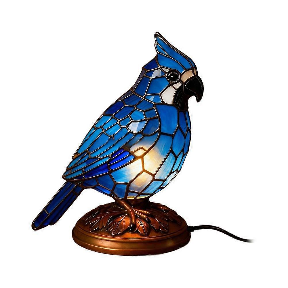 European Bird Design Resin Table Lamp with Soft Night Light for Bedroom and Study Decor