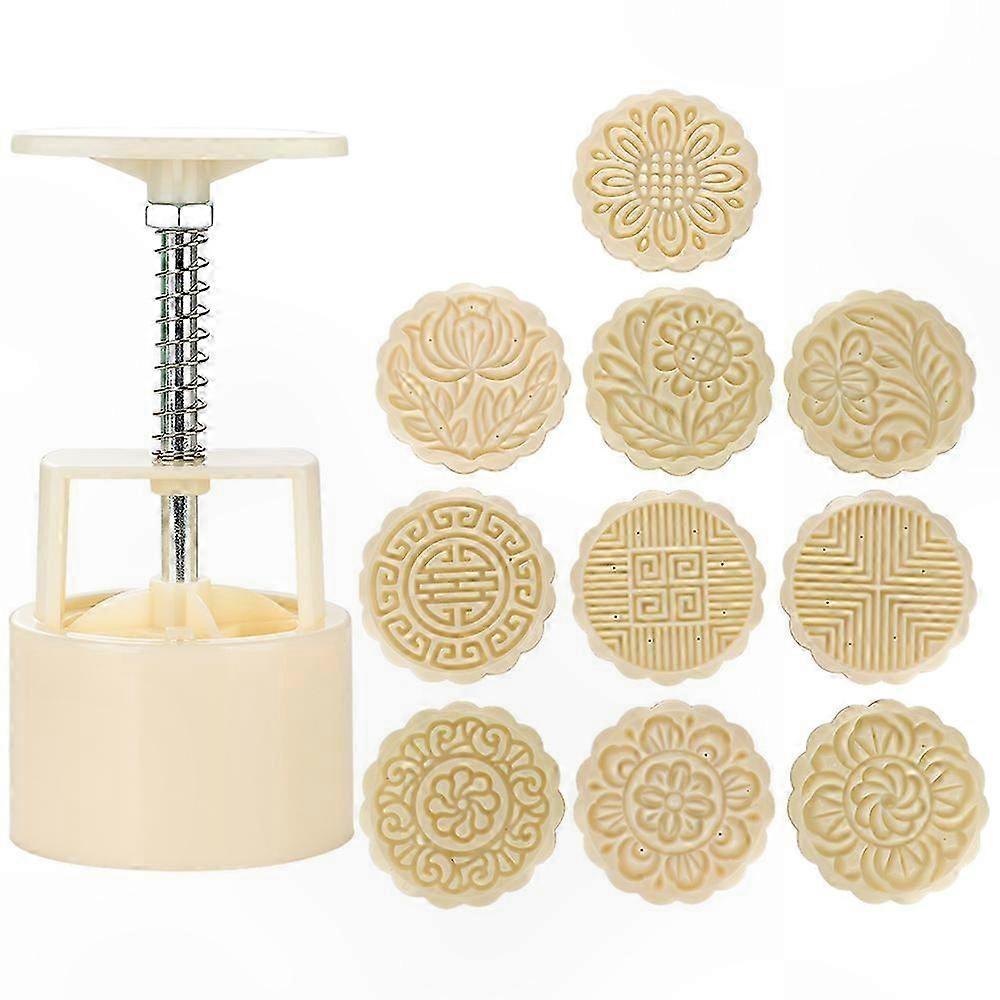 Custom Mooncake Mold Kit with 10 Unique Design Stamps for Festive Baking Creations