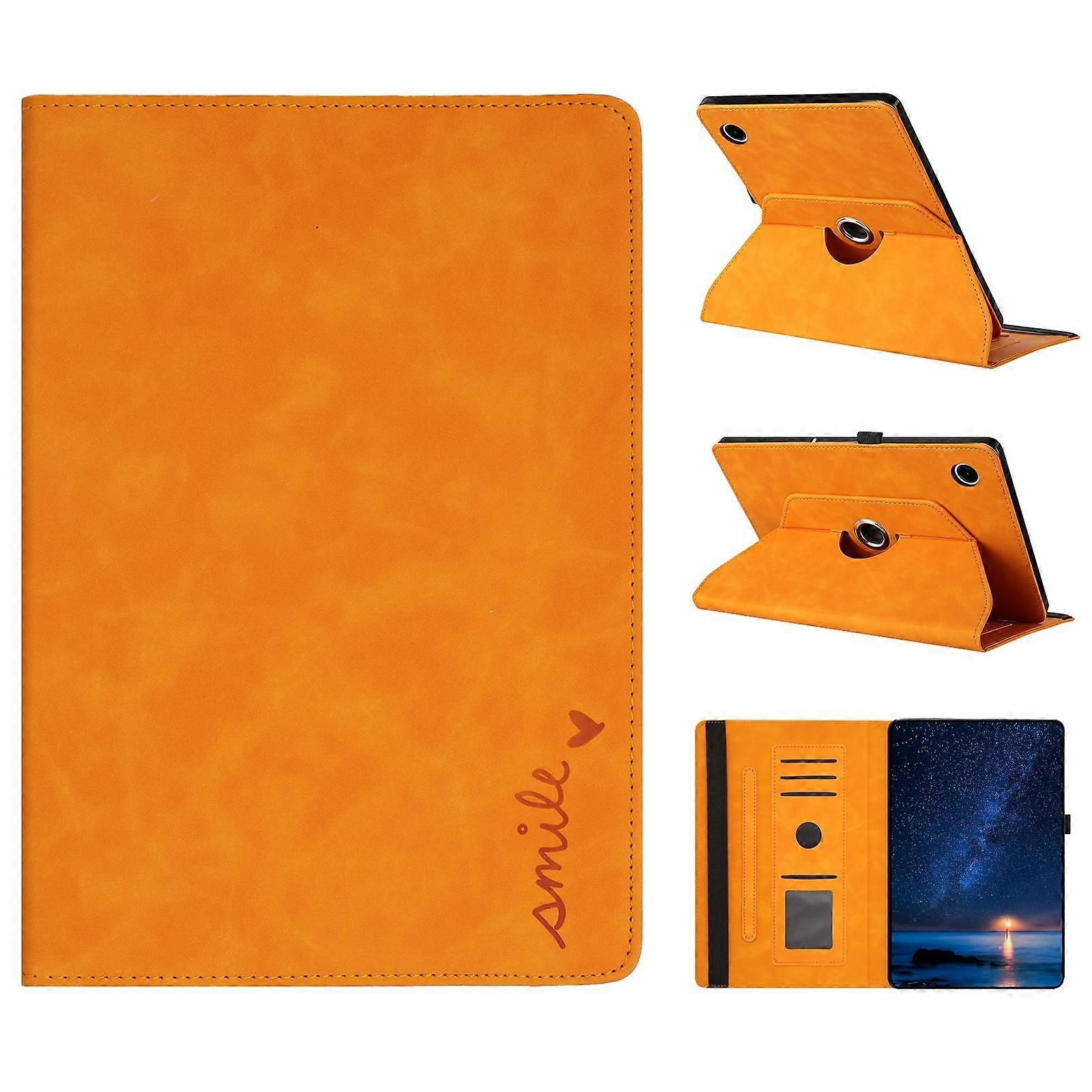 Smile Embossed Rotation Holder Leather Tablet Case