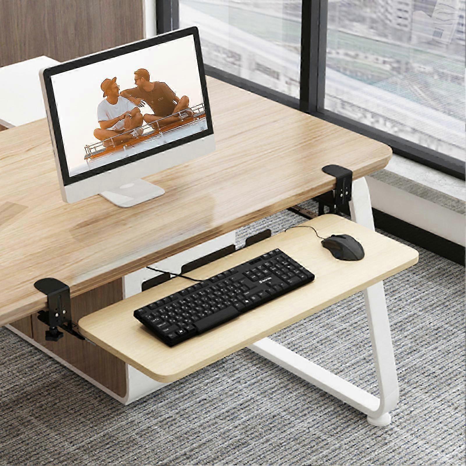Clamp On Keyboard Tray Under Desk Pull Out Platform Height Adjustable Keyboard Drawer 20.5 x 9.8 Inch Ergonomic Slide-Out Computer Keyboard Stand