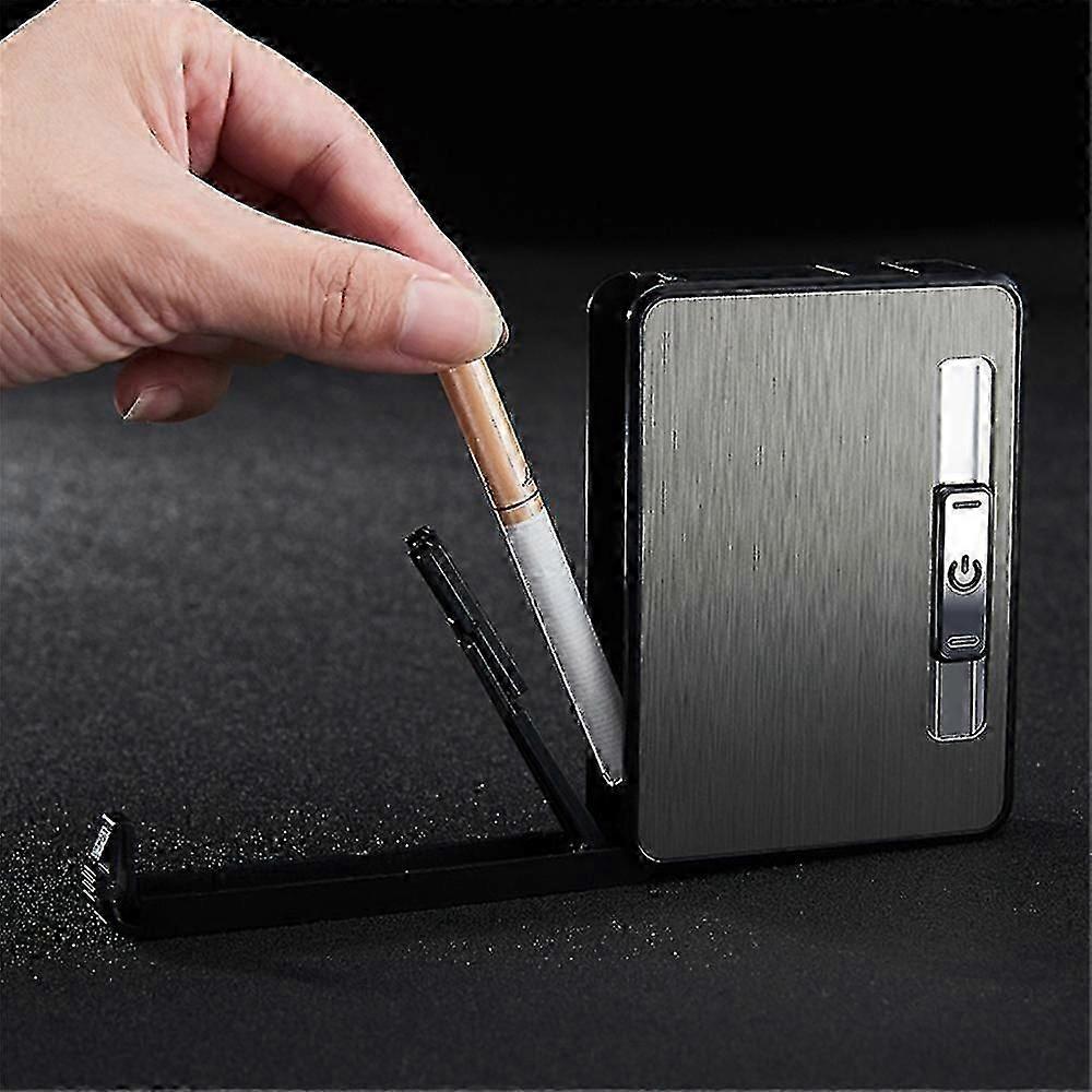 2-in-1 Automatic Rechargeable Cigarette Case Cigarette Lighter Flameless Lighter-MXBC