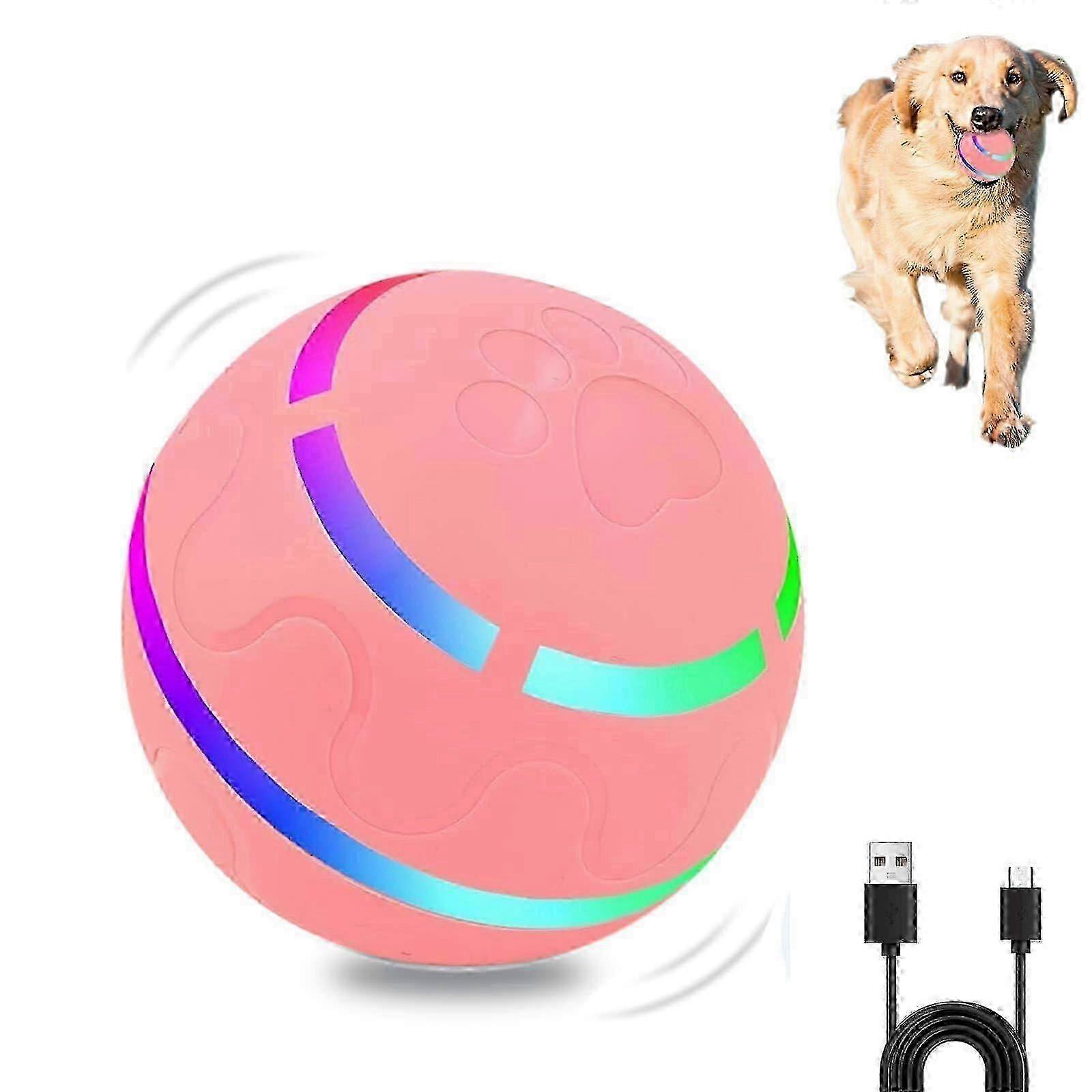 Smart Interactive Dog Ball Toy, Rolling Bouncing Ball with Lights, USB Rechargeable, Automatic Rolling Ball Chew Toy for Dogs & Cats