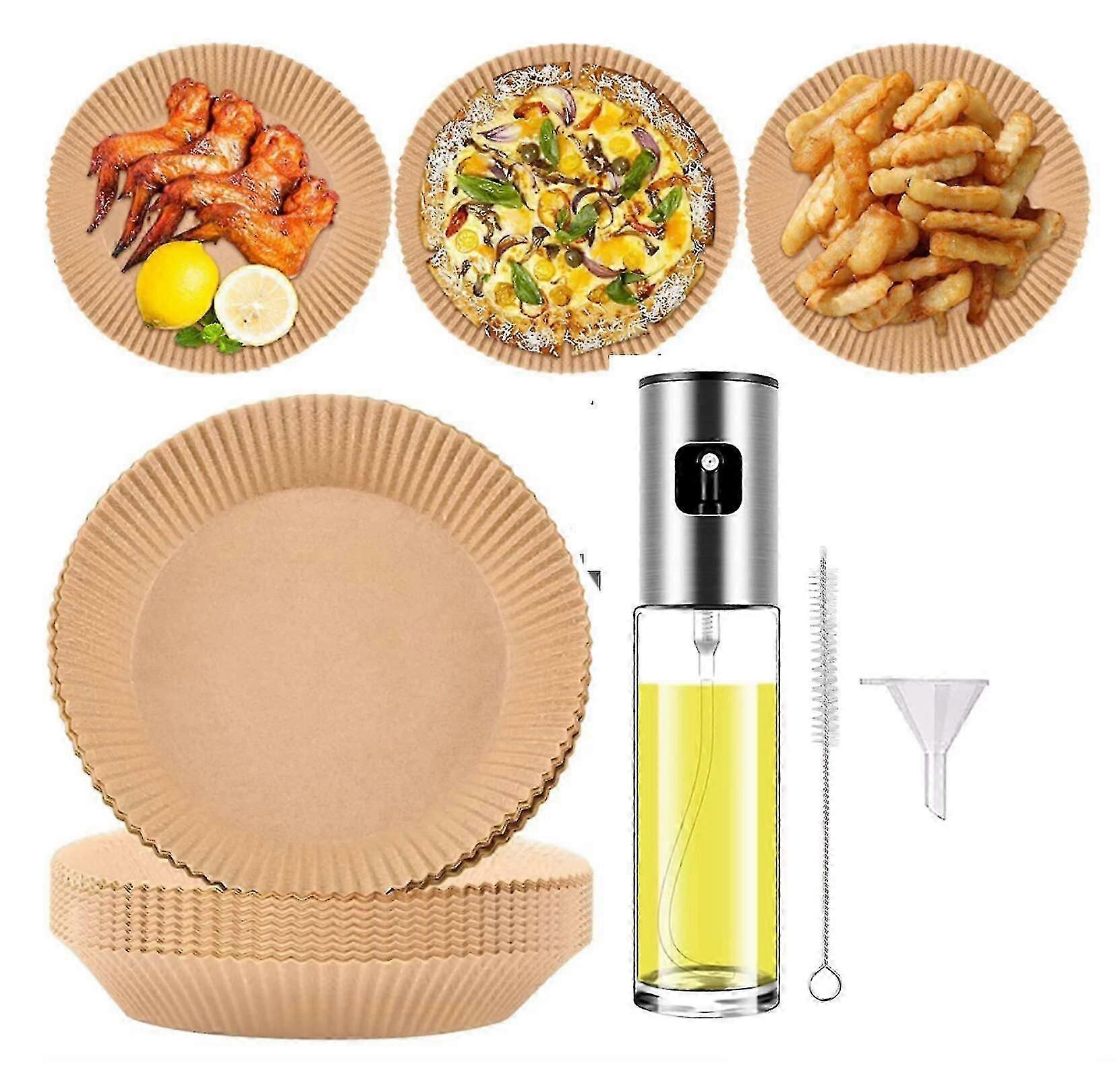 Disposable Paper Liners, 100 Sheet Air Fryer Liners, Nonstick Parchment Paper for Frying, Baking, Cooking, Baking & Microwave - Unbleached, Oil Resis