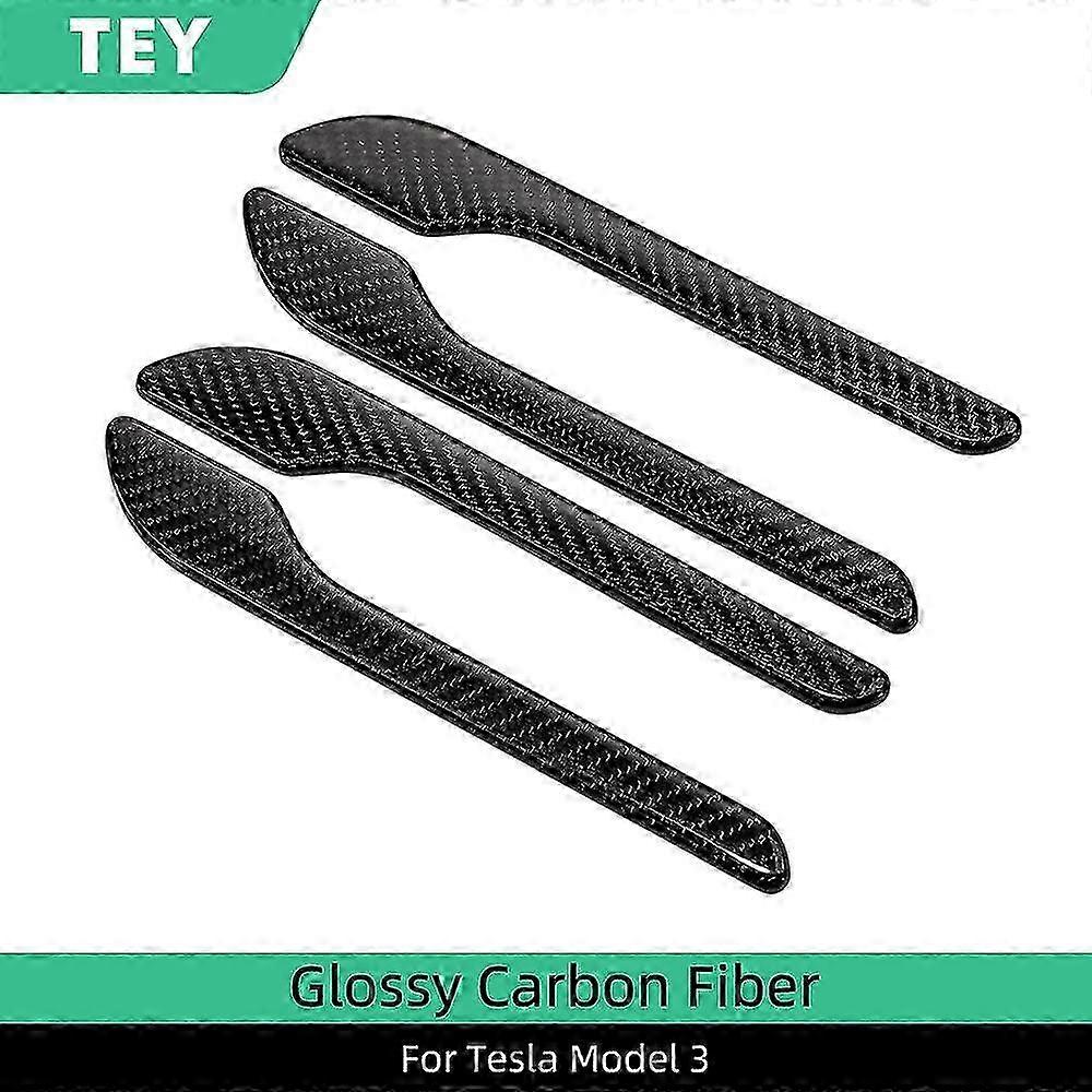 Tey For Tesla Model3 Door Handle Real Carbon Fiber Protector Sticker For Tesla Model Y Accessories Carbon Tesla Model Three
