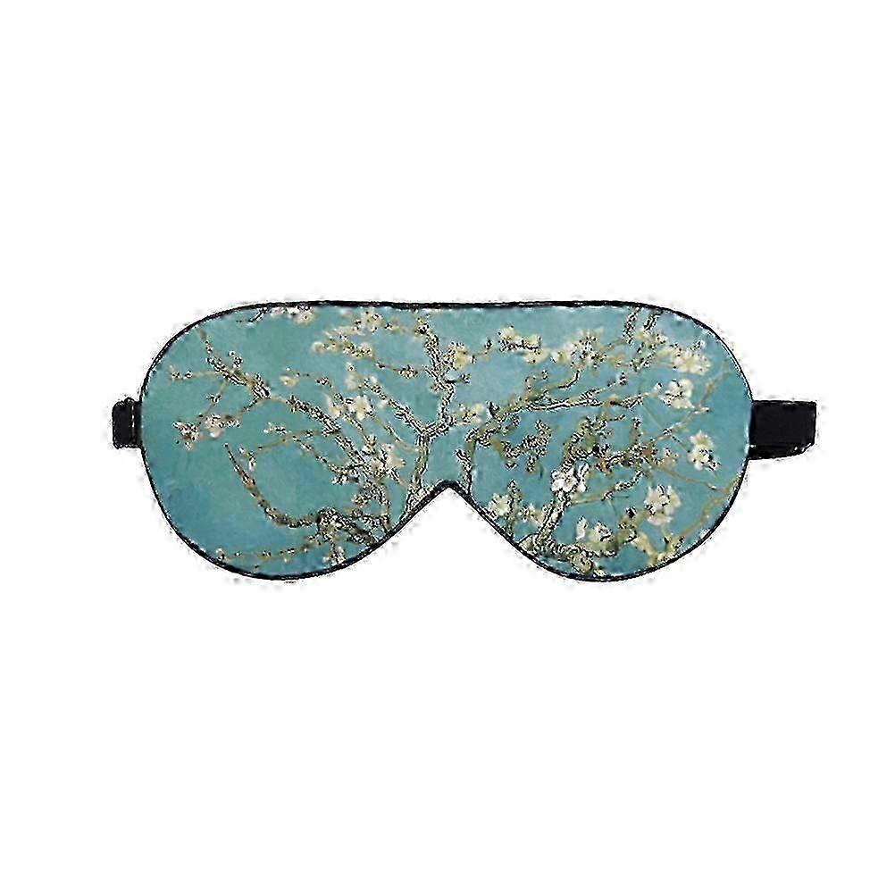 Green Flower Pattern Double Layer Sleeping Eye Patch: Creative Silk Blindfold for Shading & Relaxing Eyes