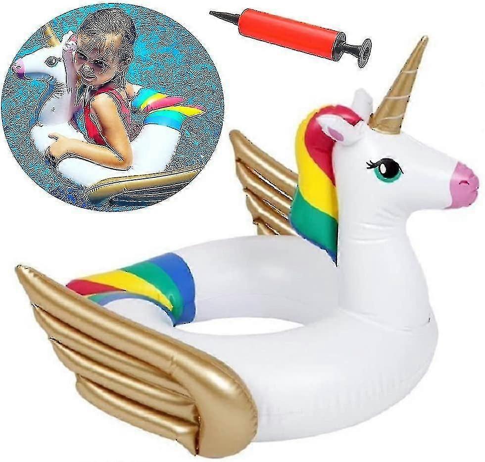 Unicorn Swimming Ring, Inflatable 60cm Kids Summer Pool Float with Quick Valve