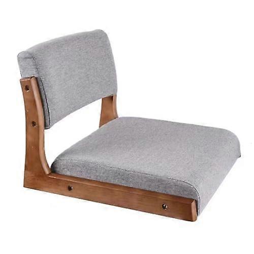 Bed Chair - Solid Wood Japanese-Style Drift Window Chair with Backrest, Cotton Hemp Fabric, Walnut Finish, Compact Design