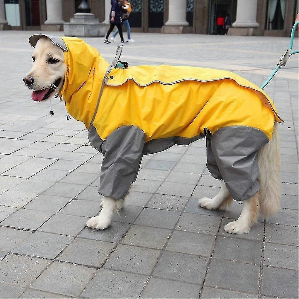 Yellow Dog Raincoat With Detachable Hoodie, Drawstring Coat, 10 Sizes