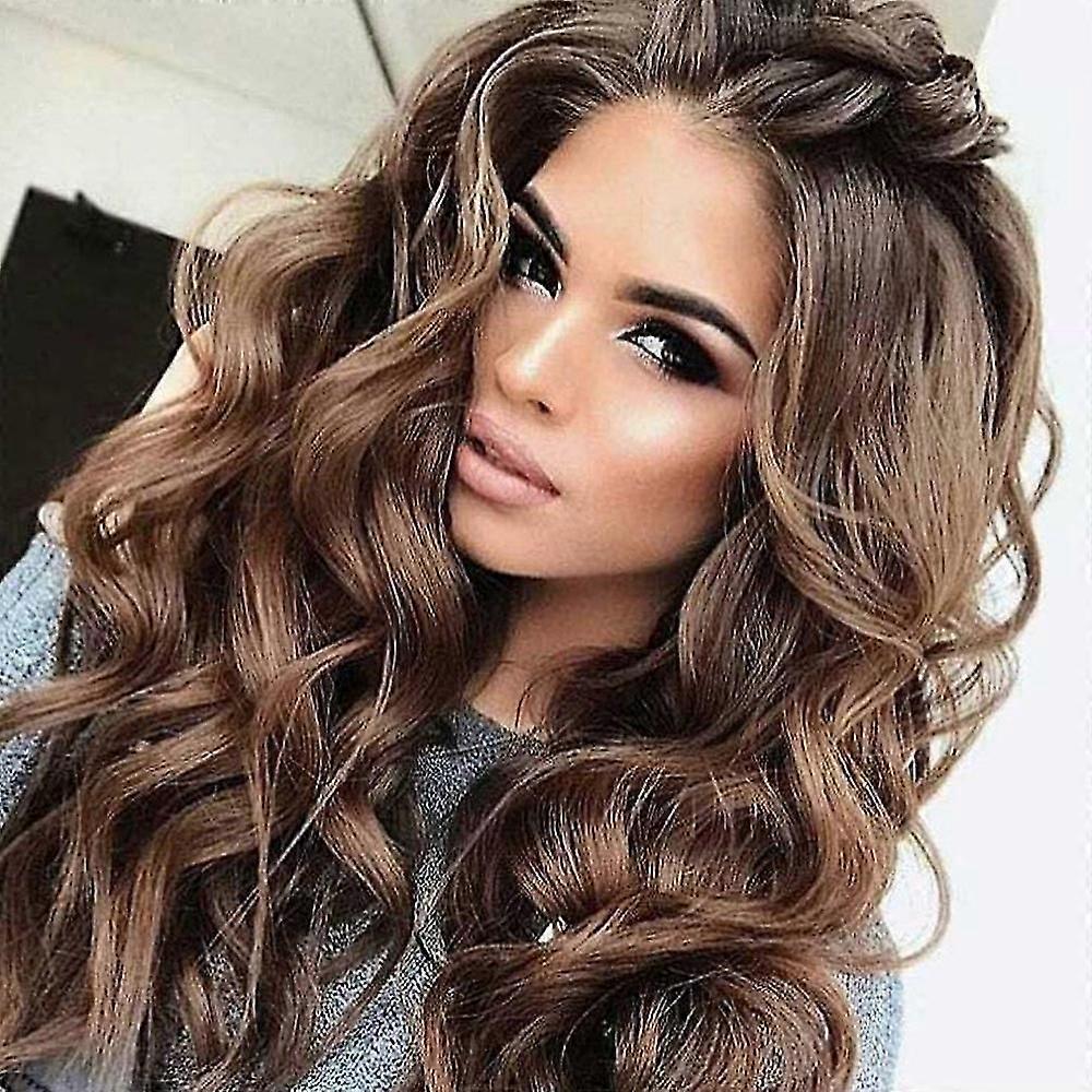 Pelucas marrones rizadas largas para mujeres