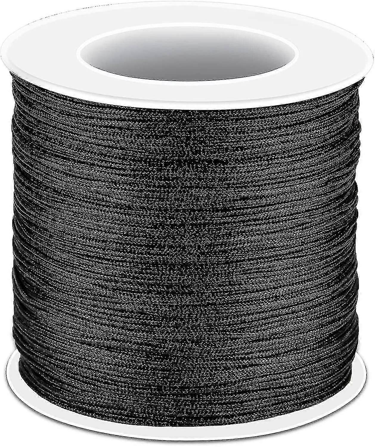 Black Nylon String, 0.8mm Nylon Thread Chinese Knotting Cord Tarred Twine Outdoor String For Braided Bracelets, Beading, Necklaces, Macrame Craft, Wi