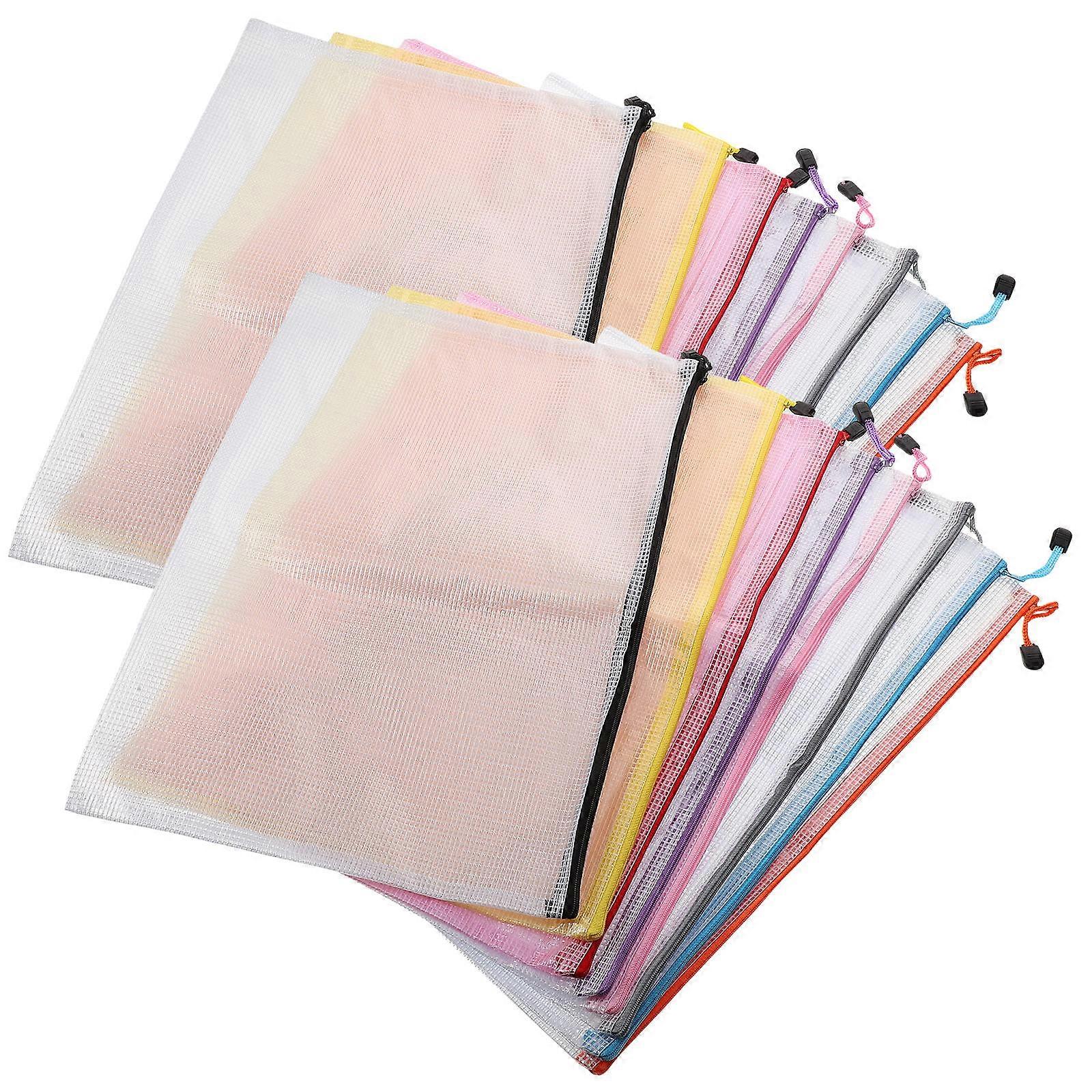 Mesh Zipper Pouch File Bags for Organizing 16Pcs Waterproof Multi Color Pouches
