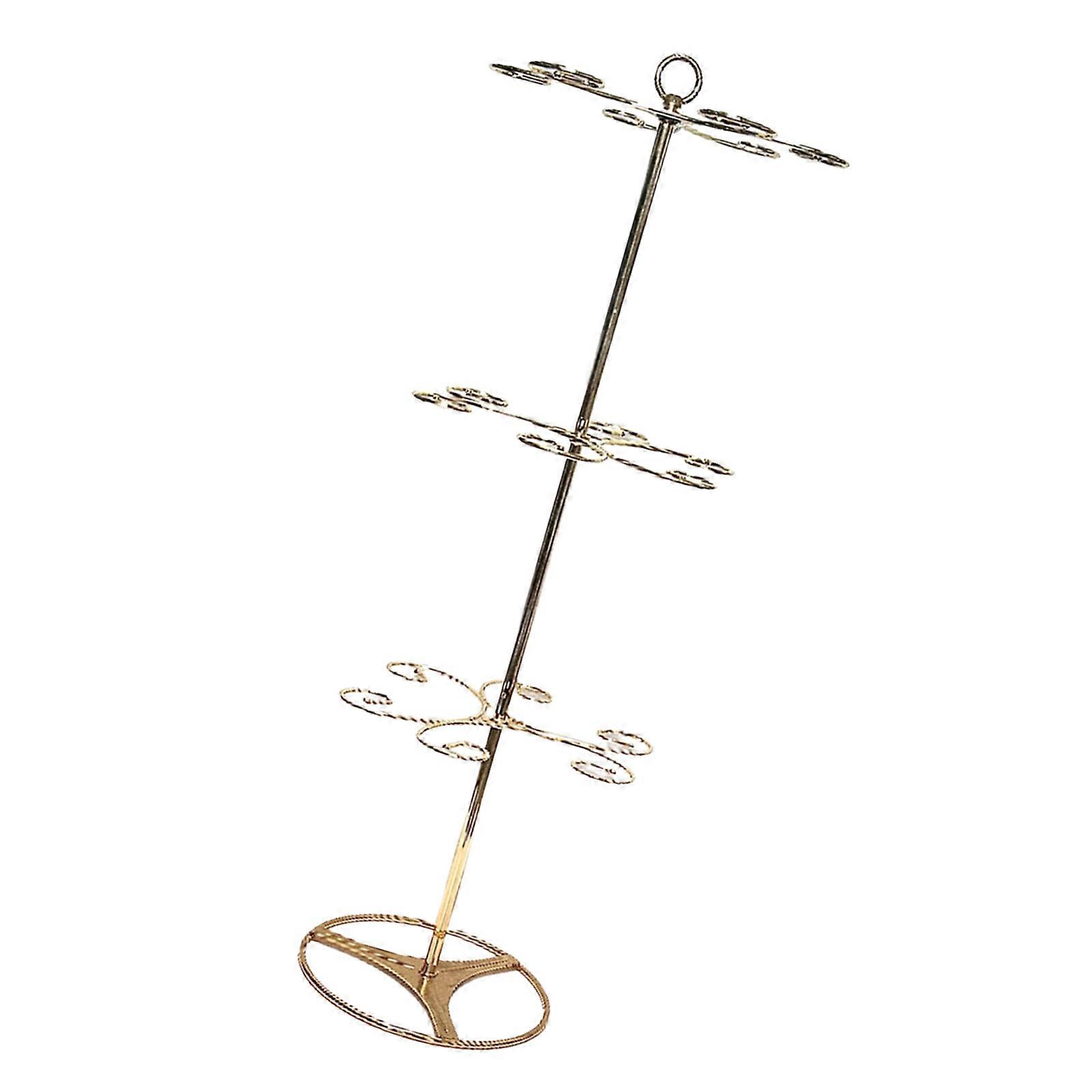 Modern 3 Layer Metal Barwares Shelf Space Optimizing Plan For Wine Glasses And Coffee Cup Display  Gold