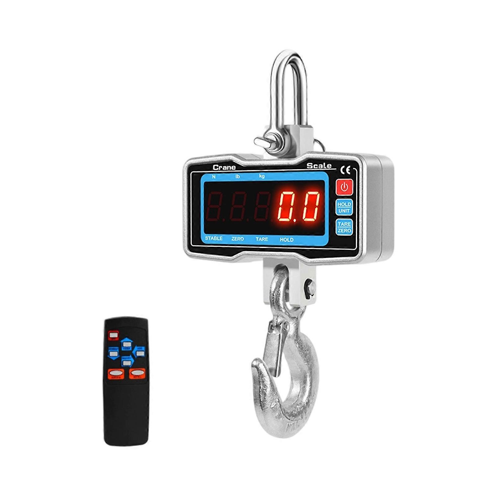 Commercial Electronic Hanging Scale Heavy Loading Capacity Waterproof LCD Display Hanging Hook Scale Cranes Scale  Silver