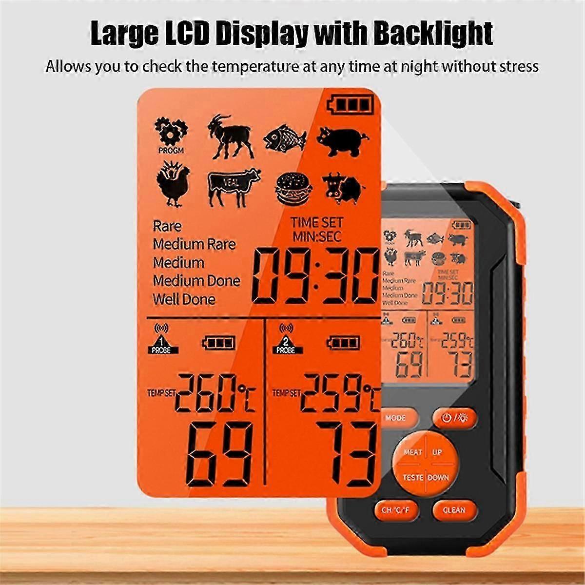 Digital Wireless Meat Thermometer 328FT Remote Range Smart Cooking Rechargeable Thermometer with Al