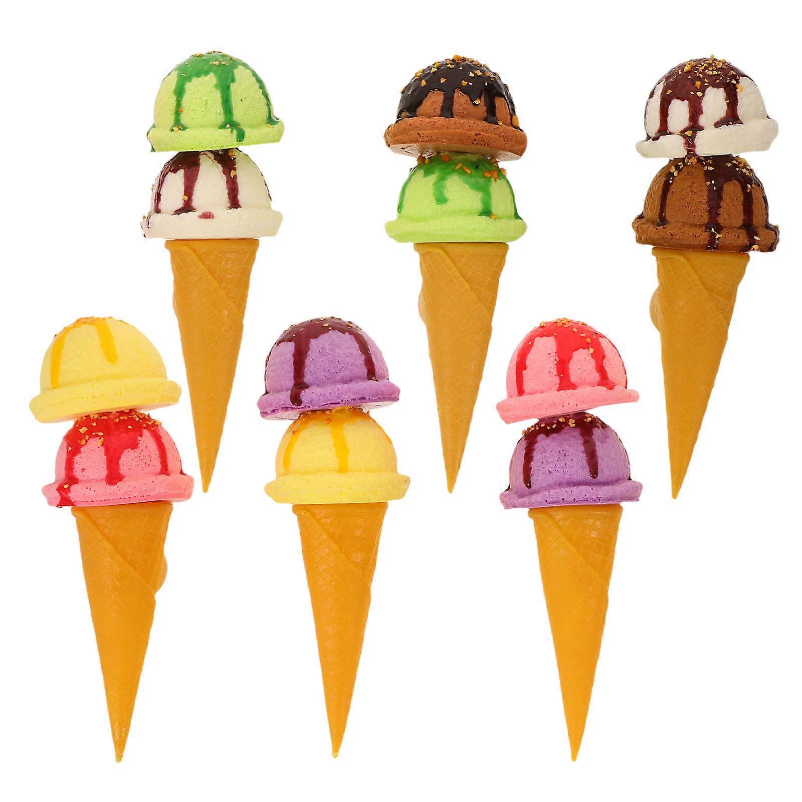 Food Model Ice Cream Showcase for Cafes Assorted Color Pu Material Atmosphere Enhancement 6Pcs