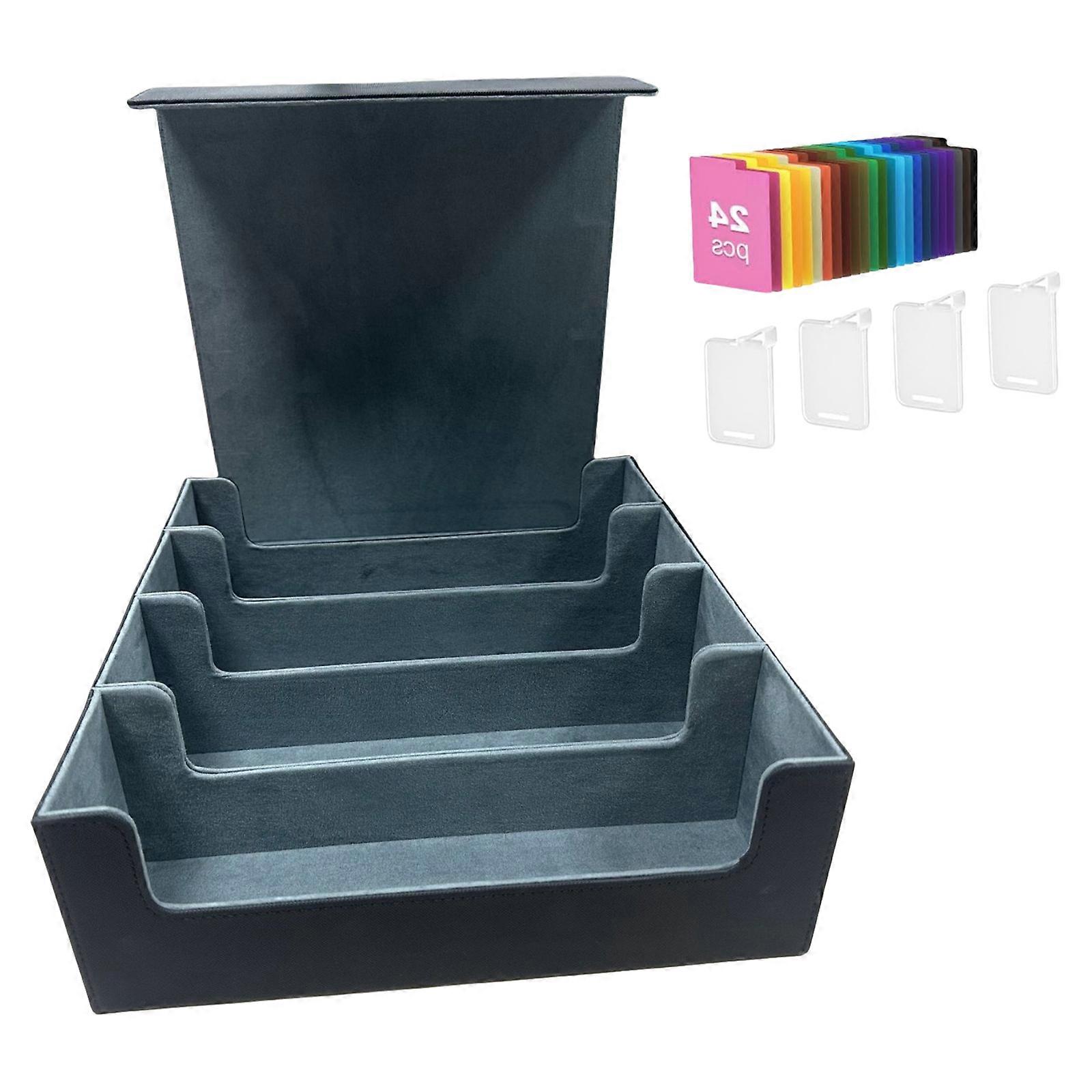 Large Capacity Trading Card Storage Box PU Leather Collectible Game Case Dustproof Container Gaming Card Holder  Black Grey