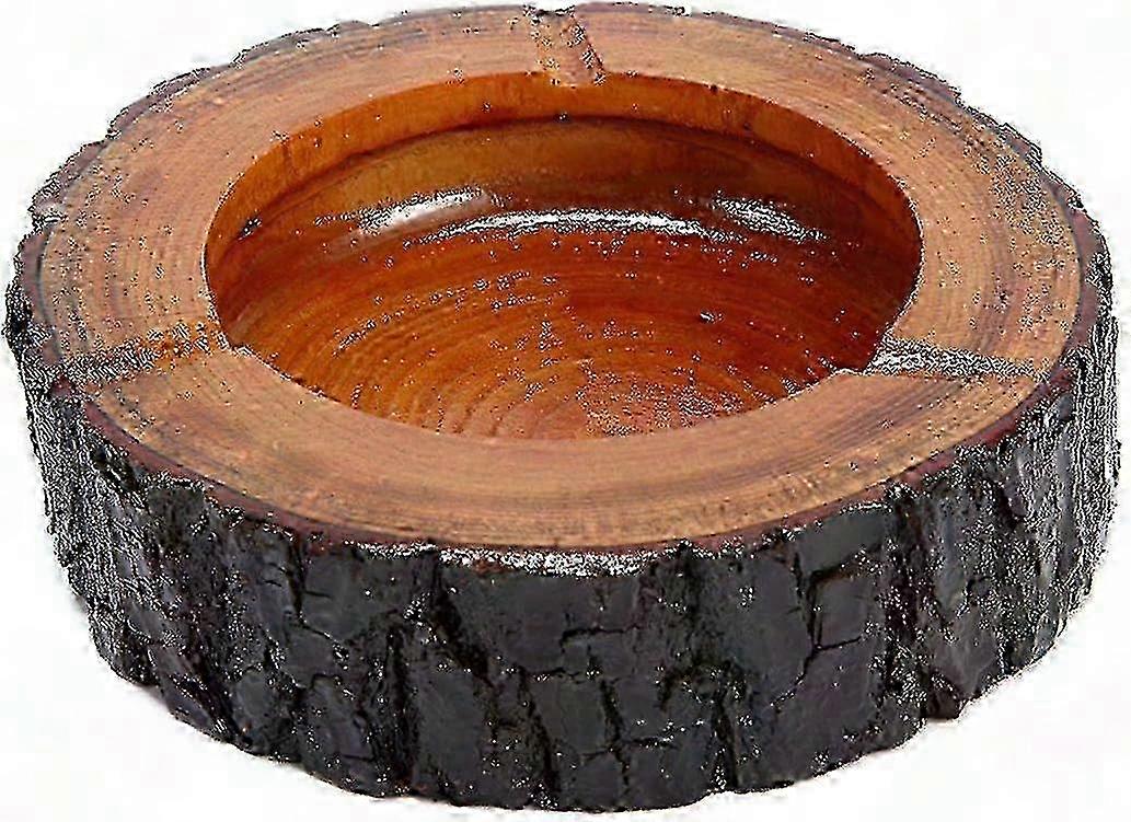 Cinzeiro redondo de madeira de 5,5 polegadas para uso interno e externo para fumar