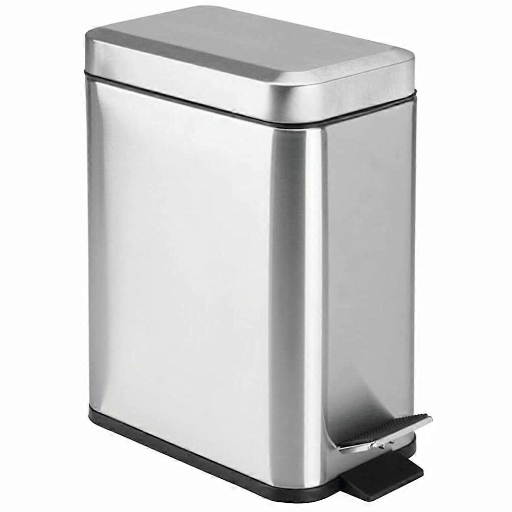 Soft Close, Rectangular Bin 5L with Slip Liner and Lid, Use As Mini Garbage Basket, Slim Trash Can, or Decor in Bathroom