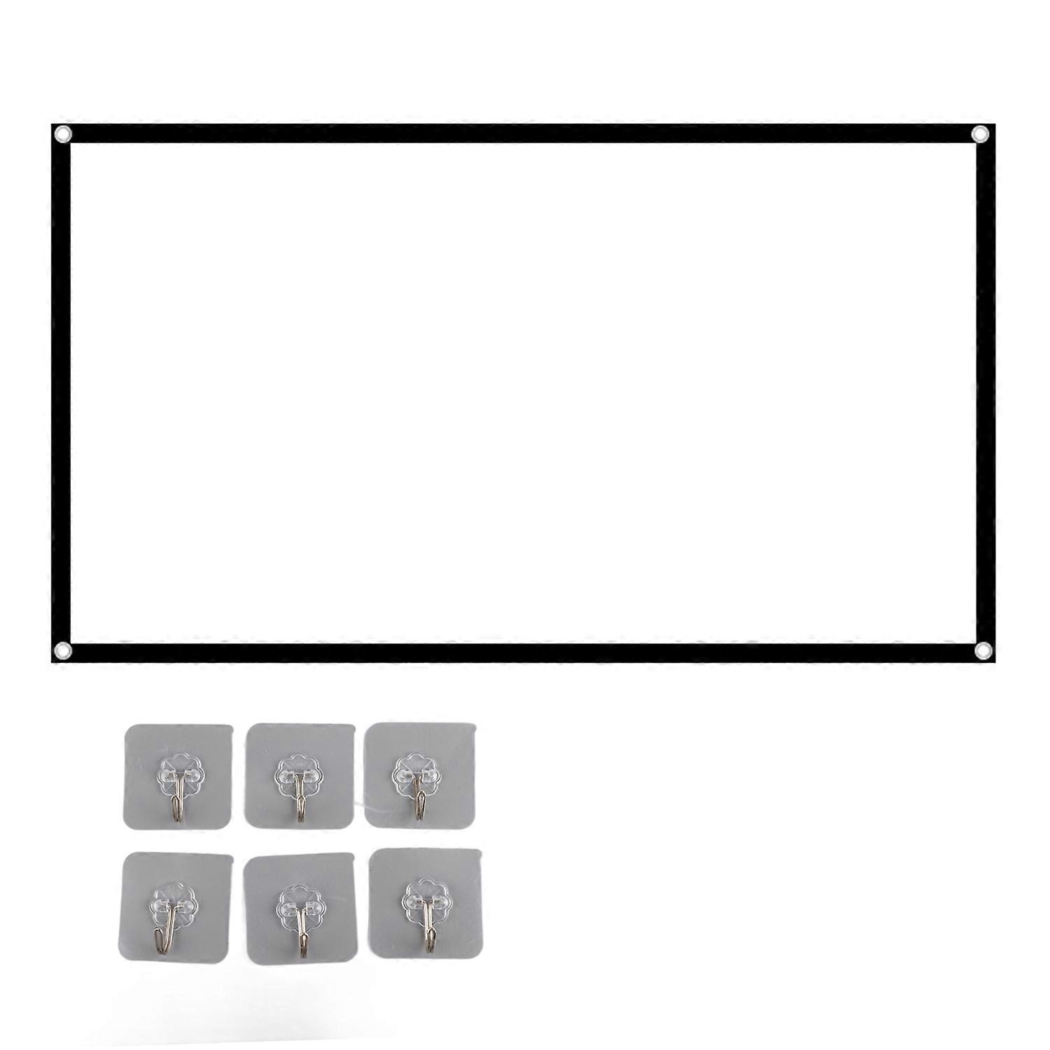 16:9 Portable HD Projector Screen Foldable Projection Curtain Polyester for Home Office70in