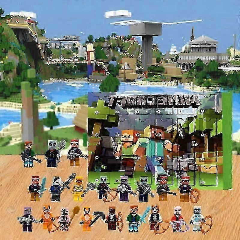 2025 Advent calendar 24 Minecraft Brick Blind Boxes Countdown Blind Boxes Christmas and Halloween Festivals