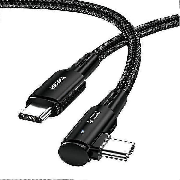 ESSAGER ChenGuang 2m 100W Type-C to elbow joint Braided Cable 5A Fast Charging 480Mbps Data Cord