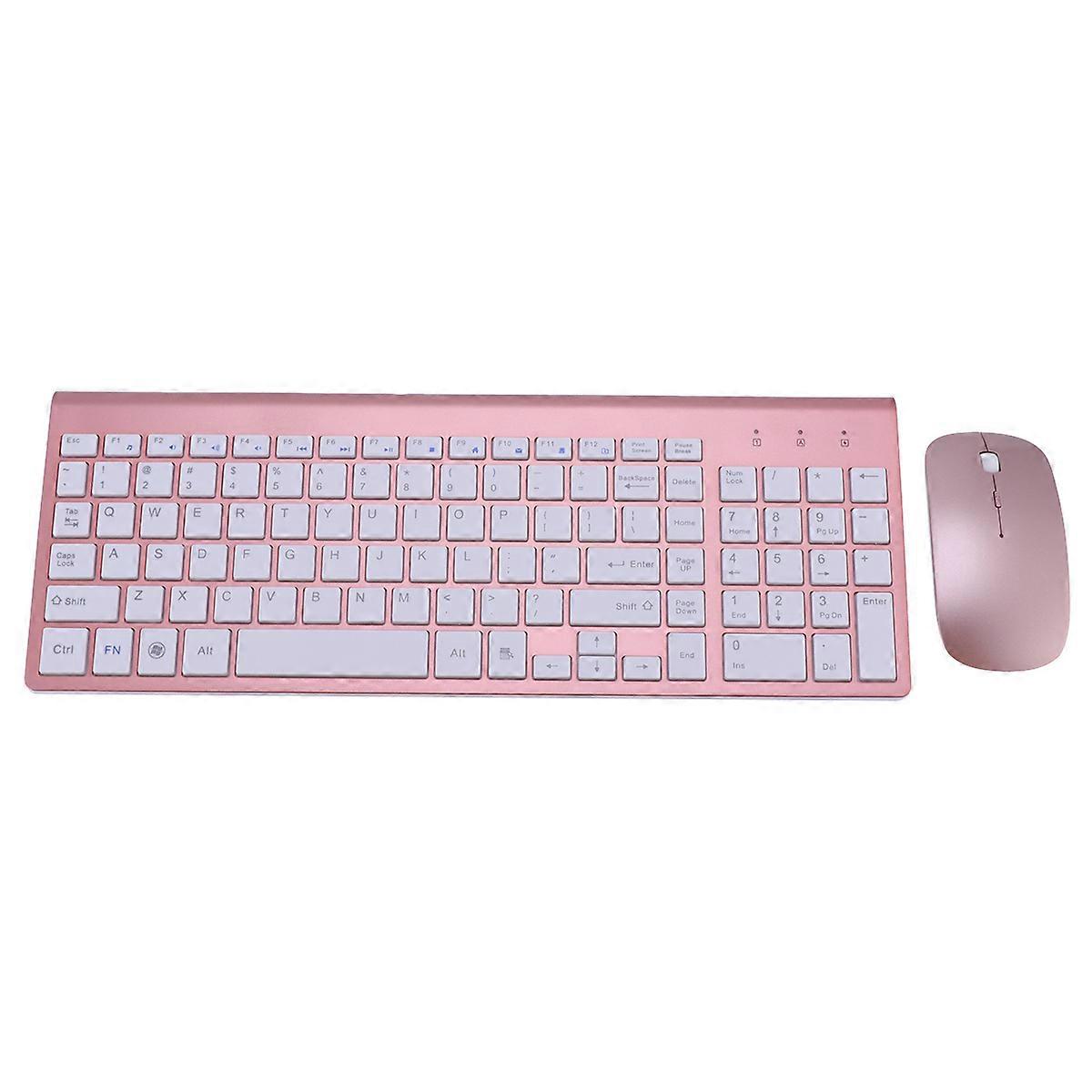 Wireless Keyboard and Mouse Combo Set for Office Rose Gold Plastic
