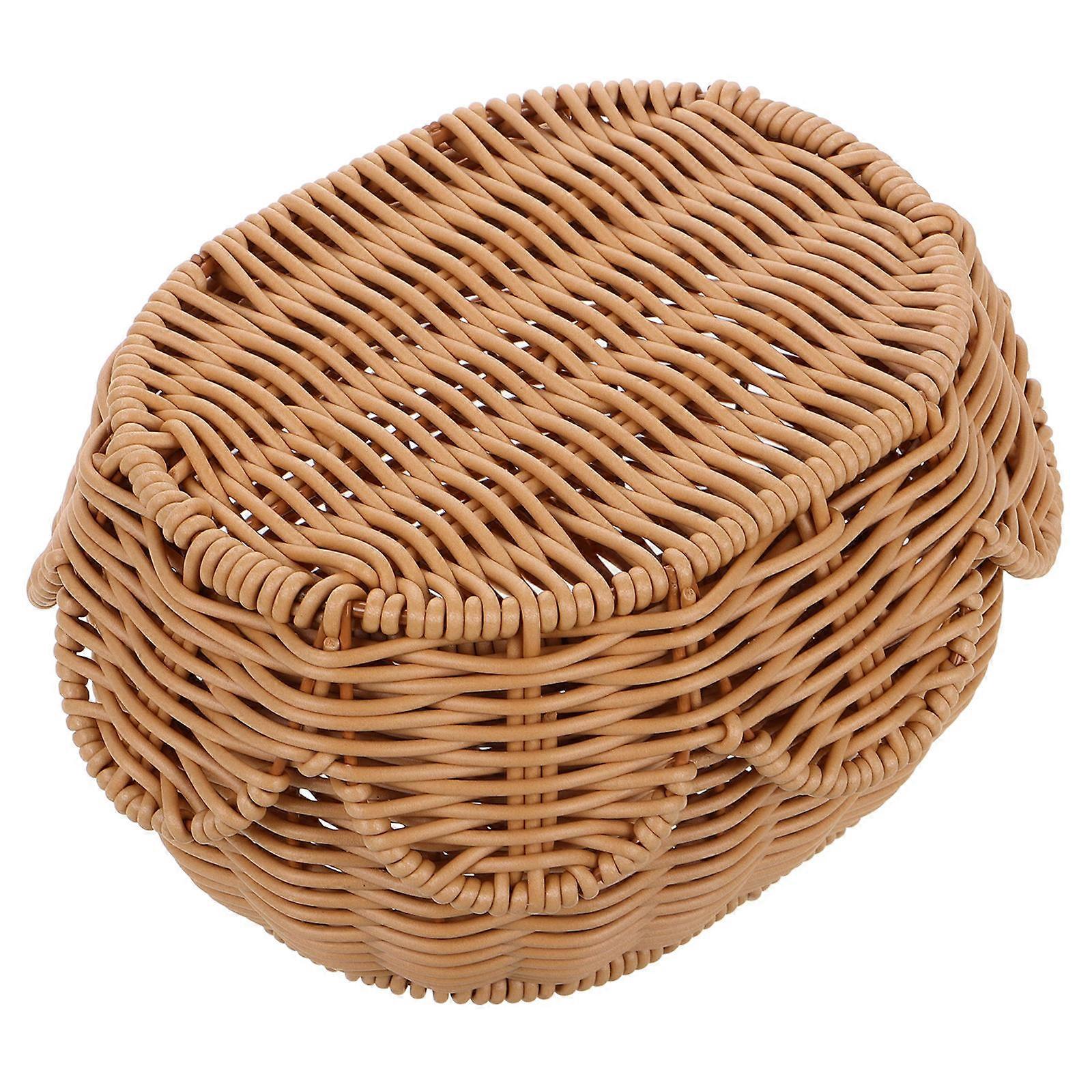 Wicker Storage Basket with Lid for Decorative Storage
