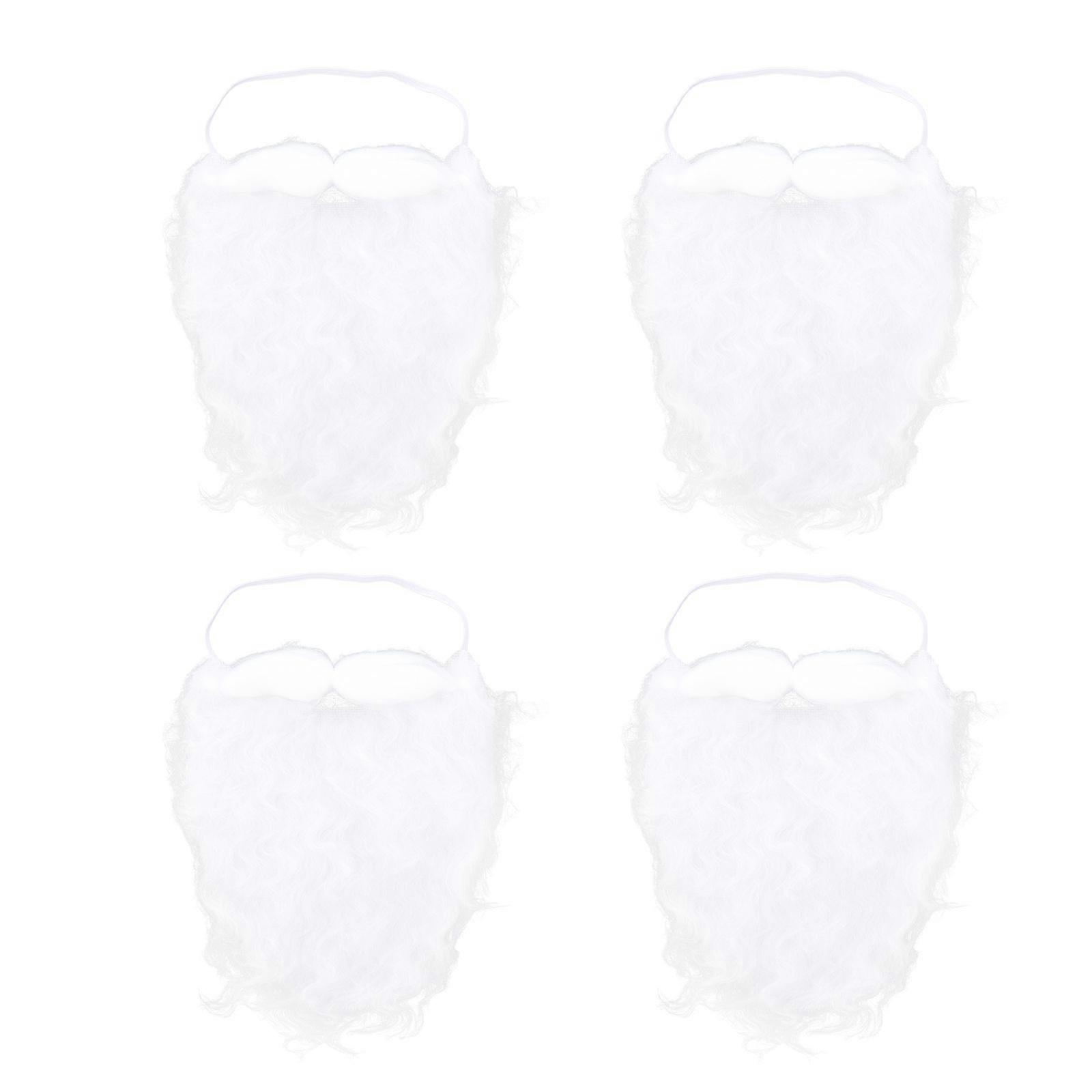 4pcs Simulation Christmas White Beard Party Cosplay Santa Claus Creative Beard