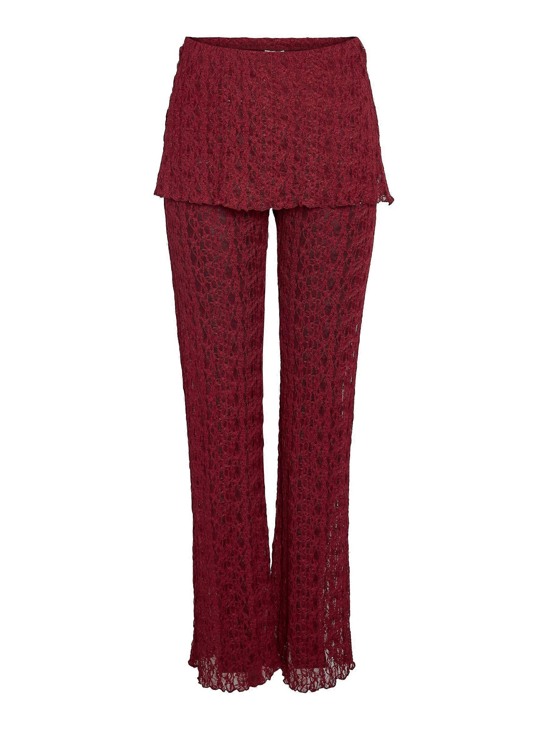 Noisy may Womens Patterned Lace Wide Leg Pants FOLD DOWN Design