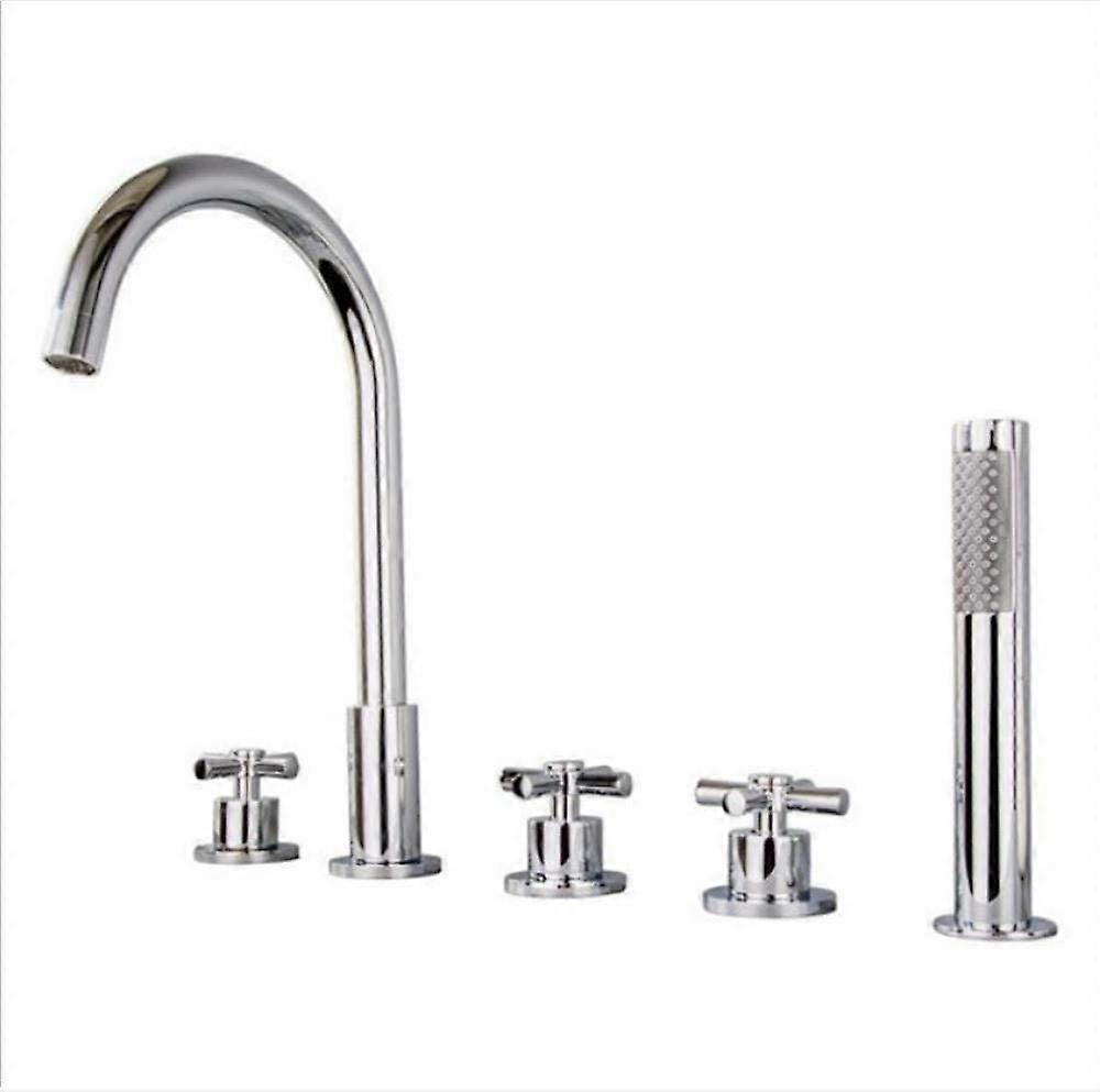 Chrome 5Piece Bathroom Faucet Set with Bathtub Shower Faucet and Single Lever Sink Mixer Tap