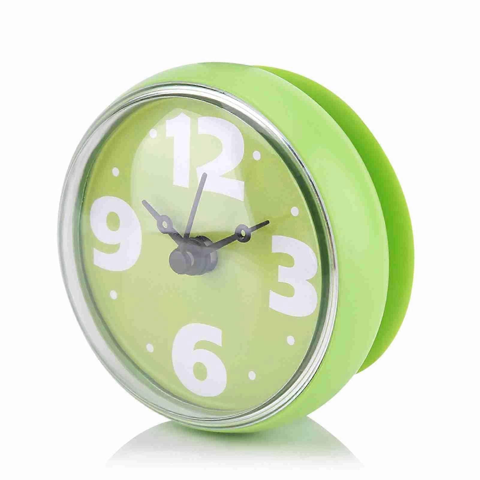 2PCS Waterproof Bathroom Clock with Suction Cup, Battery Operated Shower Wall Clock, Green