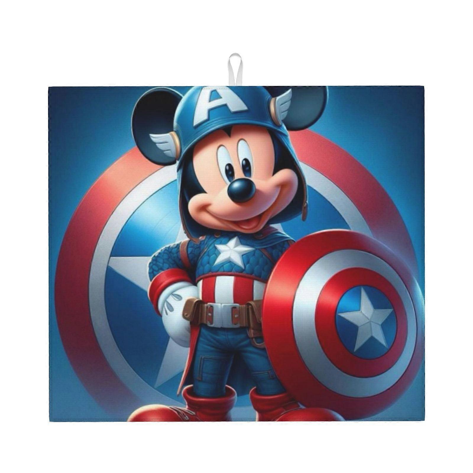 Mickey Mouse Dish Drying Mat For Kitchen Counter, Microfiber Dish Mat, Fast Absorbent Draining Pad