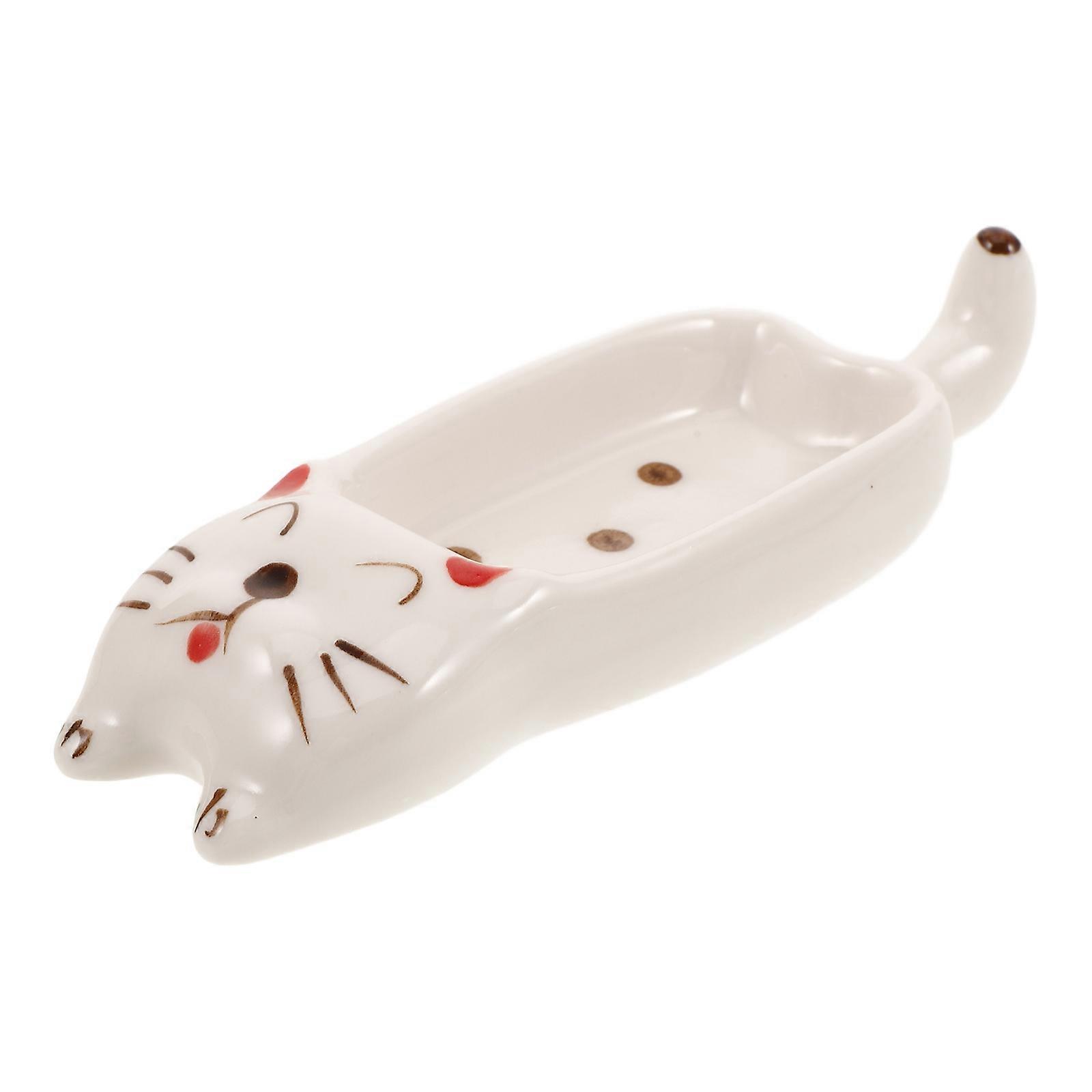 Wash Cup Ceramic Dappen Dish for Nail Piece White Cat Shape