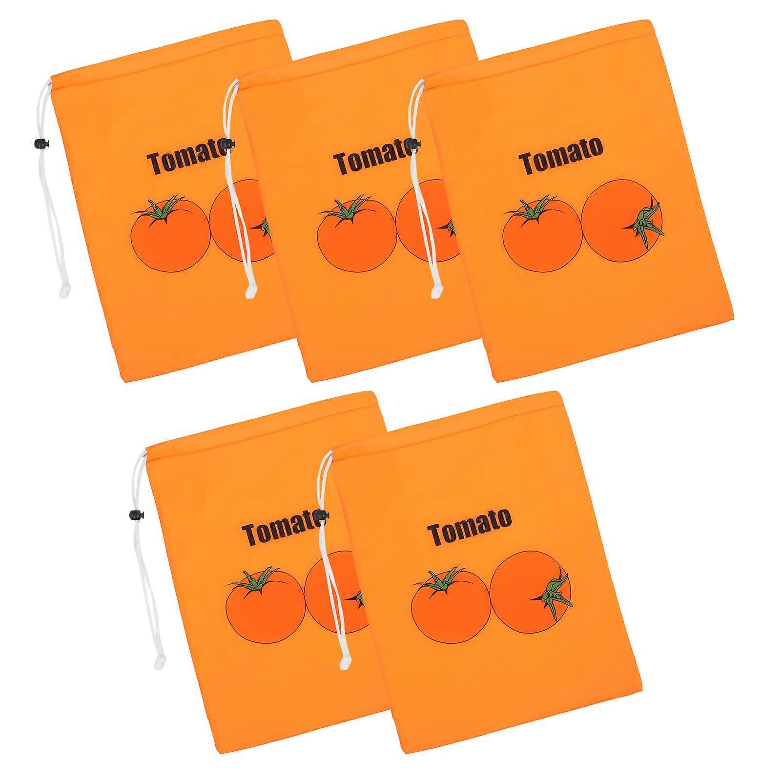 Handheld Drawstring Fruit Preservation Bag for Storage 5Pcs Orange