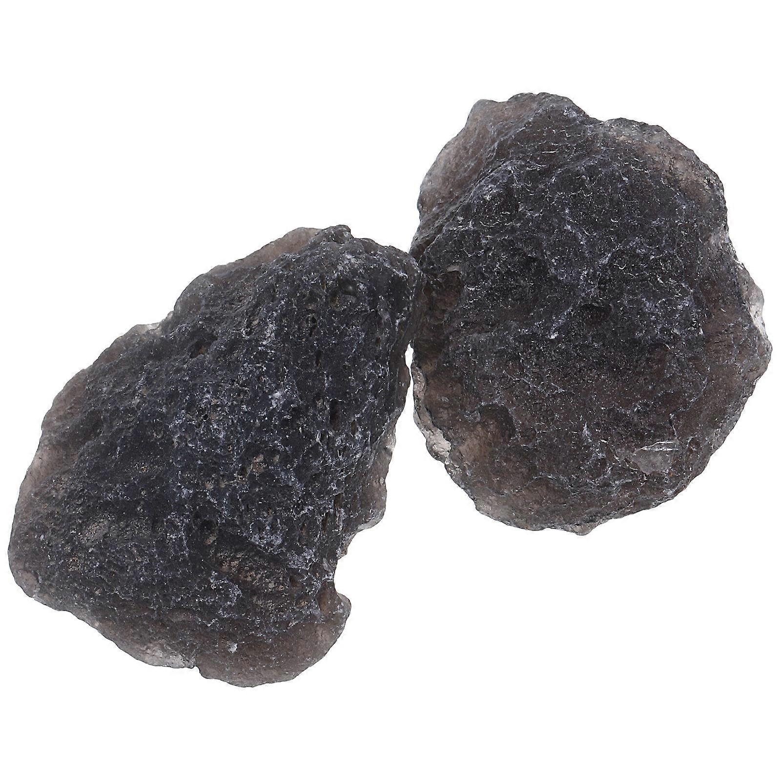 Meteorite Stone Decor Unique Rough Stone Specimen for Collection 2Pcs Black
