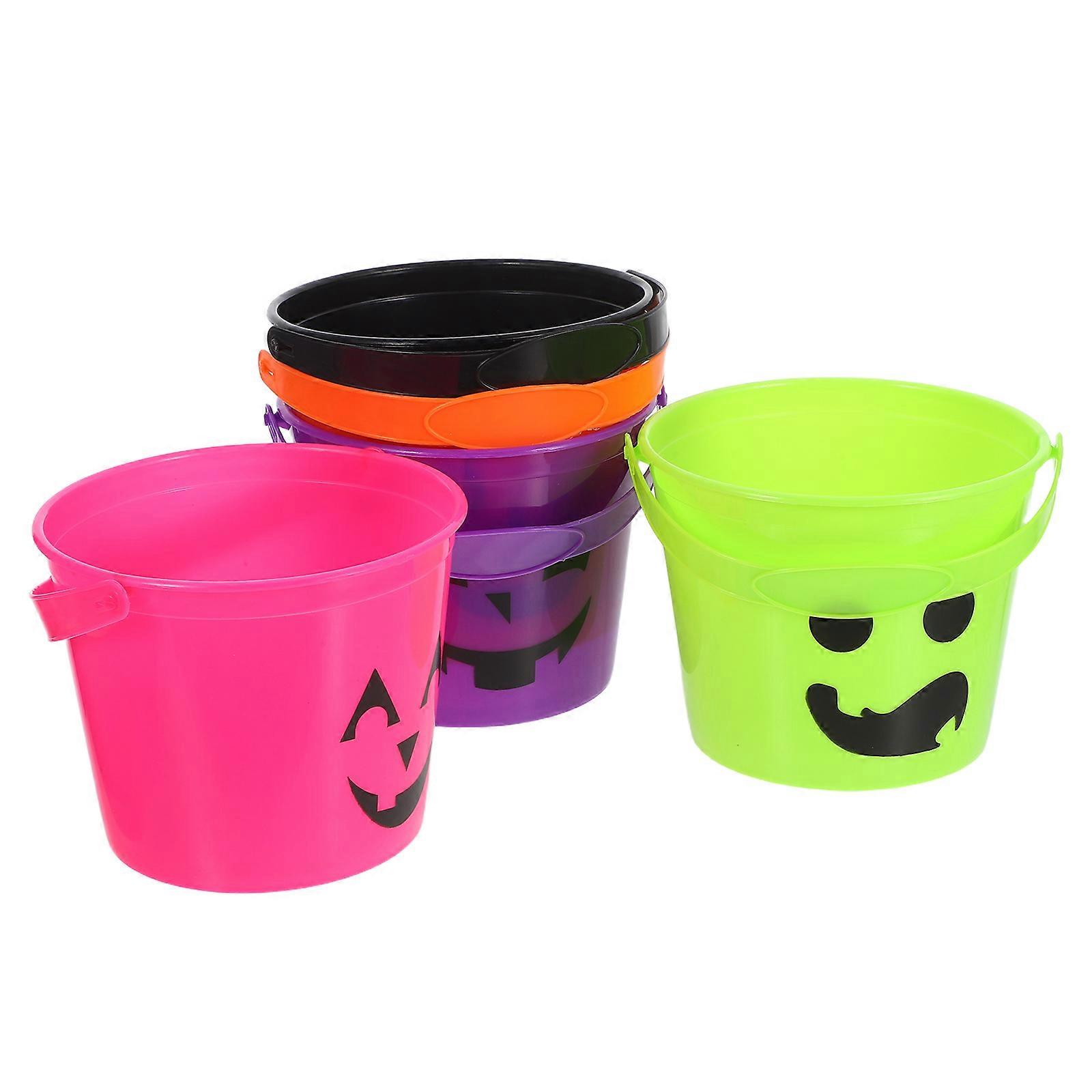 Halloween Plastic Candy Bucket Pumpkin Pail for Candy 5Pcs