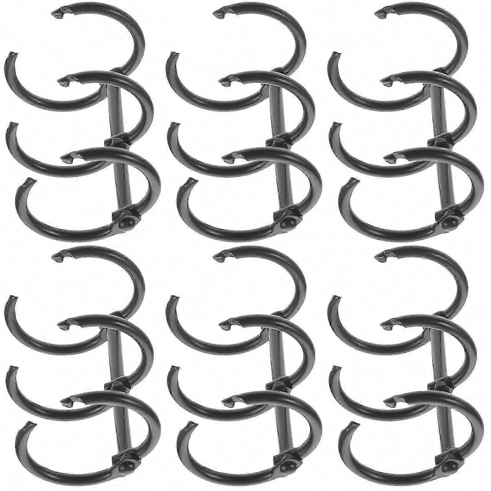 12Pcs Black Alloy Three-Hole Binder for Daily Use Loose Leaf Binders