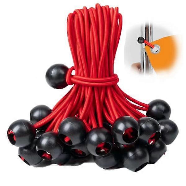 Pacote com 50 bolas elásticas, cordão preto resistente aos raios UV, com cordão elástico para correias, tendas, postes e cabos VERMELHO (20 cm / 9 polegadas) VERMELHO (20 cm / 9 polegadas)
