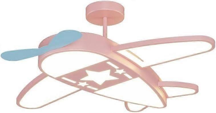 Kids Room Ceiling Light Airplane Design with Remote, Pink Nursery Chandelier with Star Projection