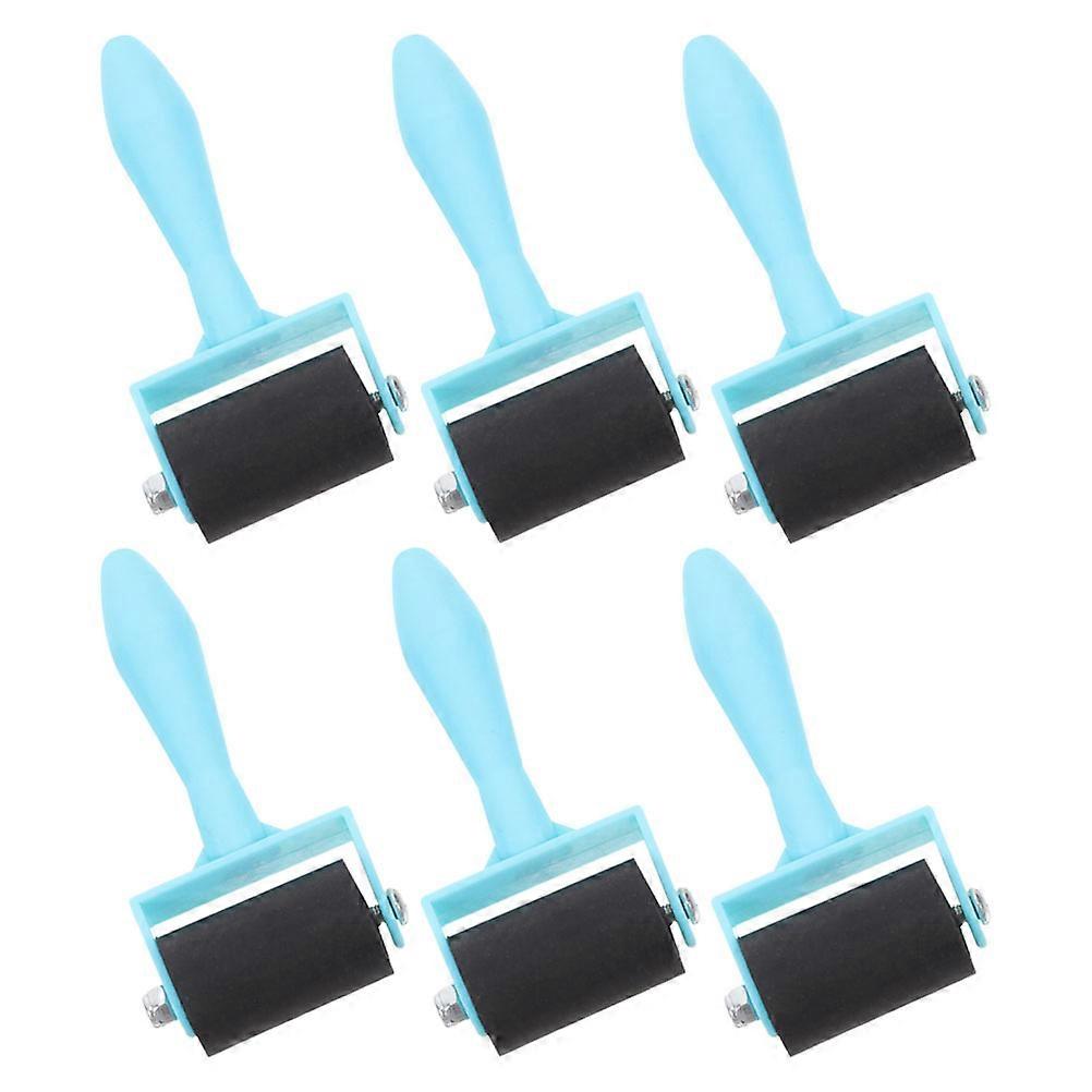 Blue Rubber Printmaking Rollers for Projects 6pcs Versatile Art Supplies