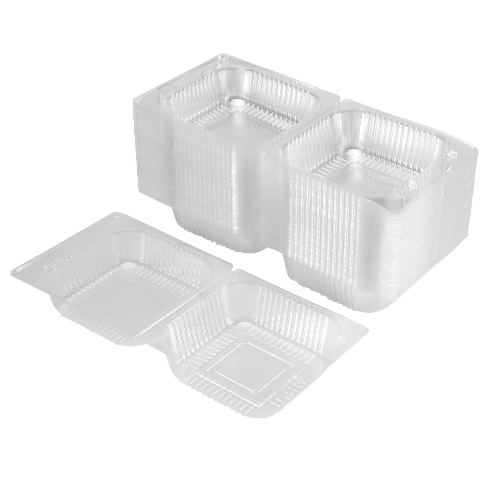 100Pcs Single Individual Cake Slice Boxes Dessert Containers Cheesecake Boxes Stackable Square Boxes Clear Food Boxes