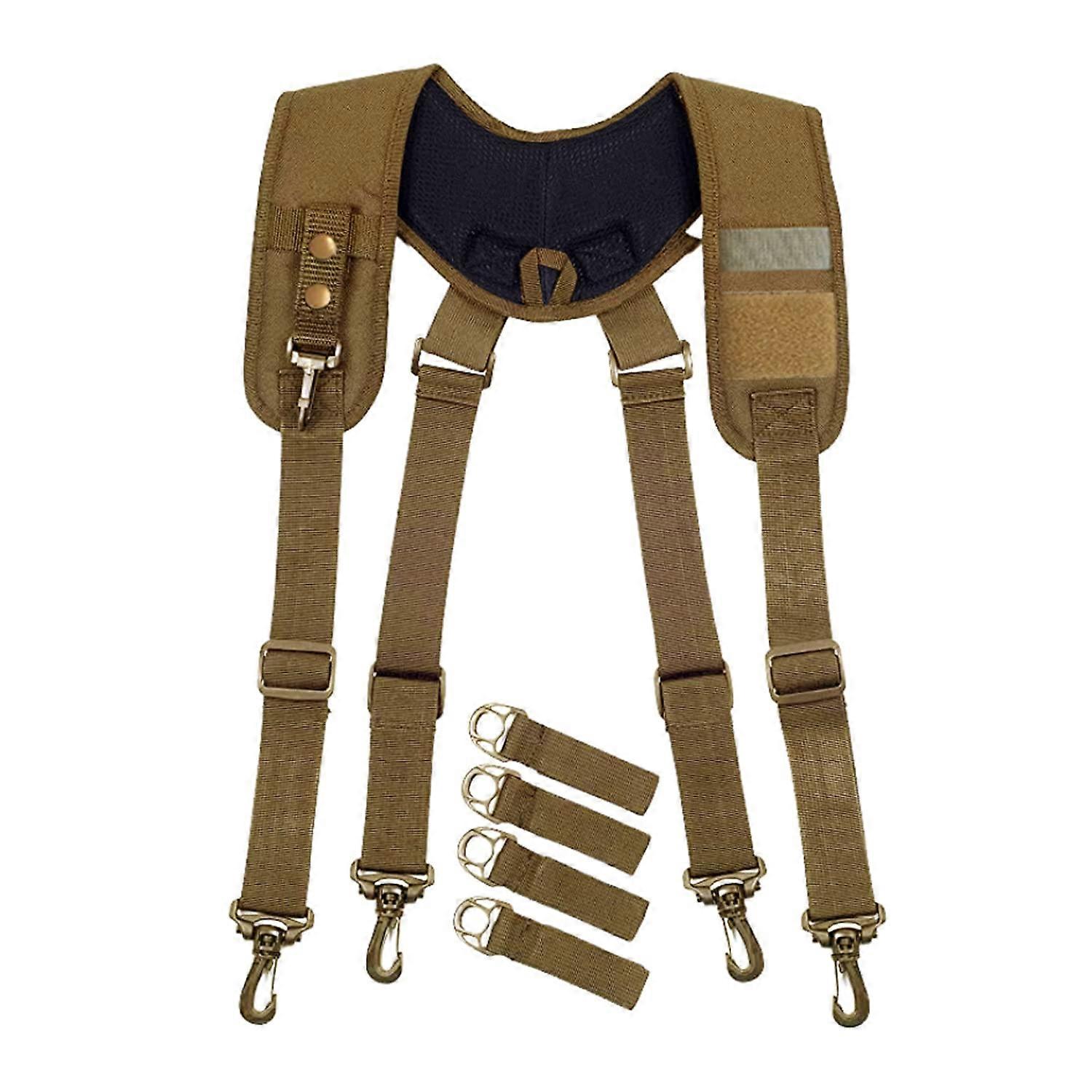 Tactical Work Suspenders with Padded Shoulder Comfort, Adjustable Fit and Heavy Duty Tool Belt Support