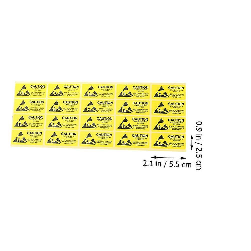 Static Warning Decals Paper Labels for Cautious Warning 500Pcs Yellow