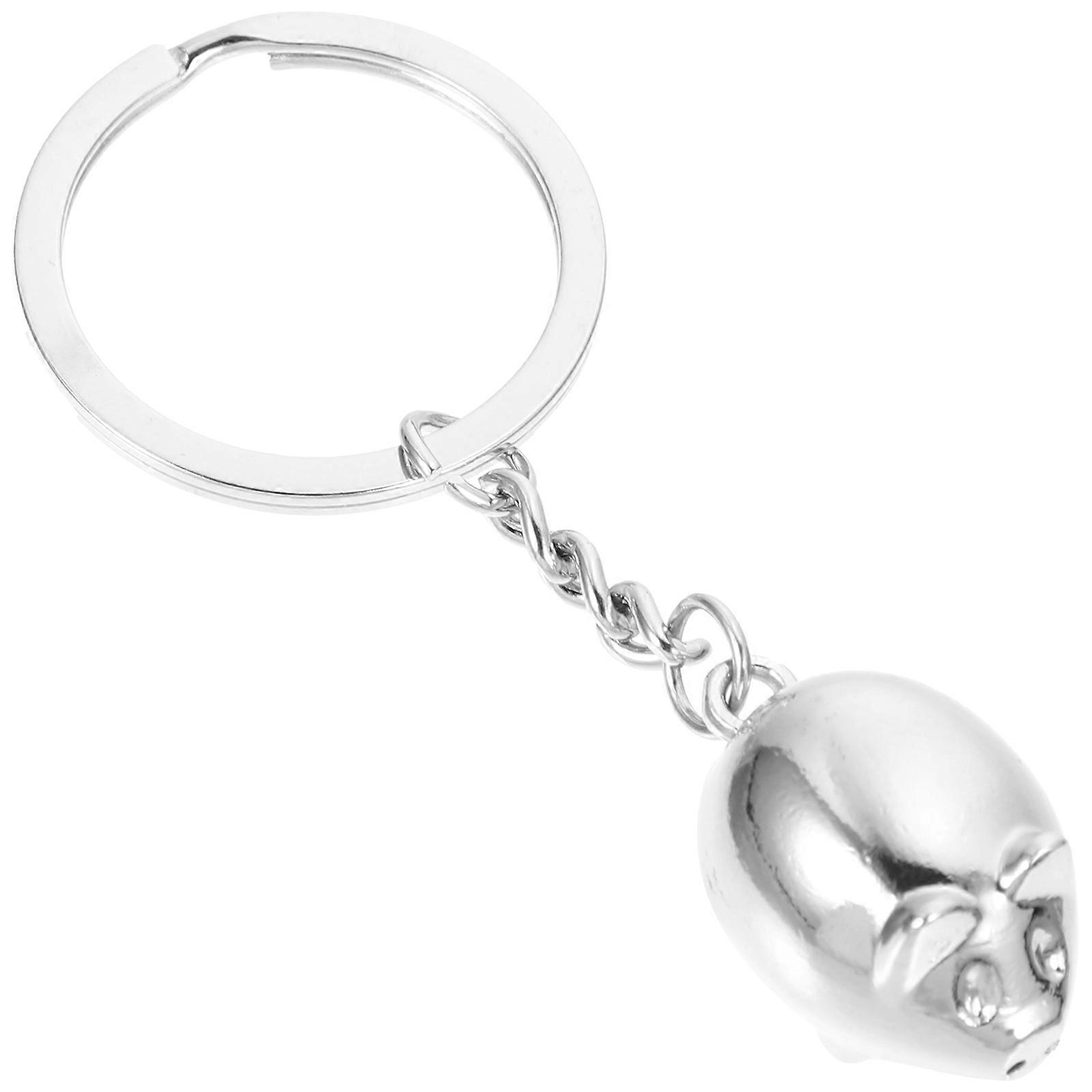 Metal Pig Keychains Pig Creative Keychain for Decoration Silver
