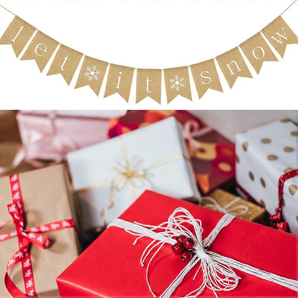 Let It Snow Banner Christmas Snowflakes Pattern Decoration