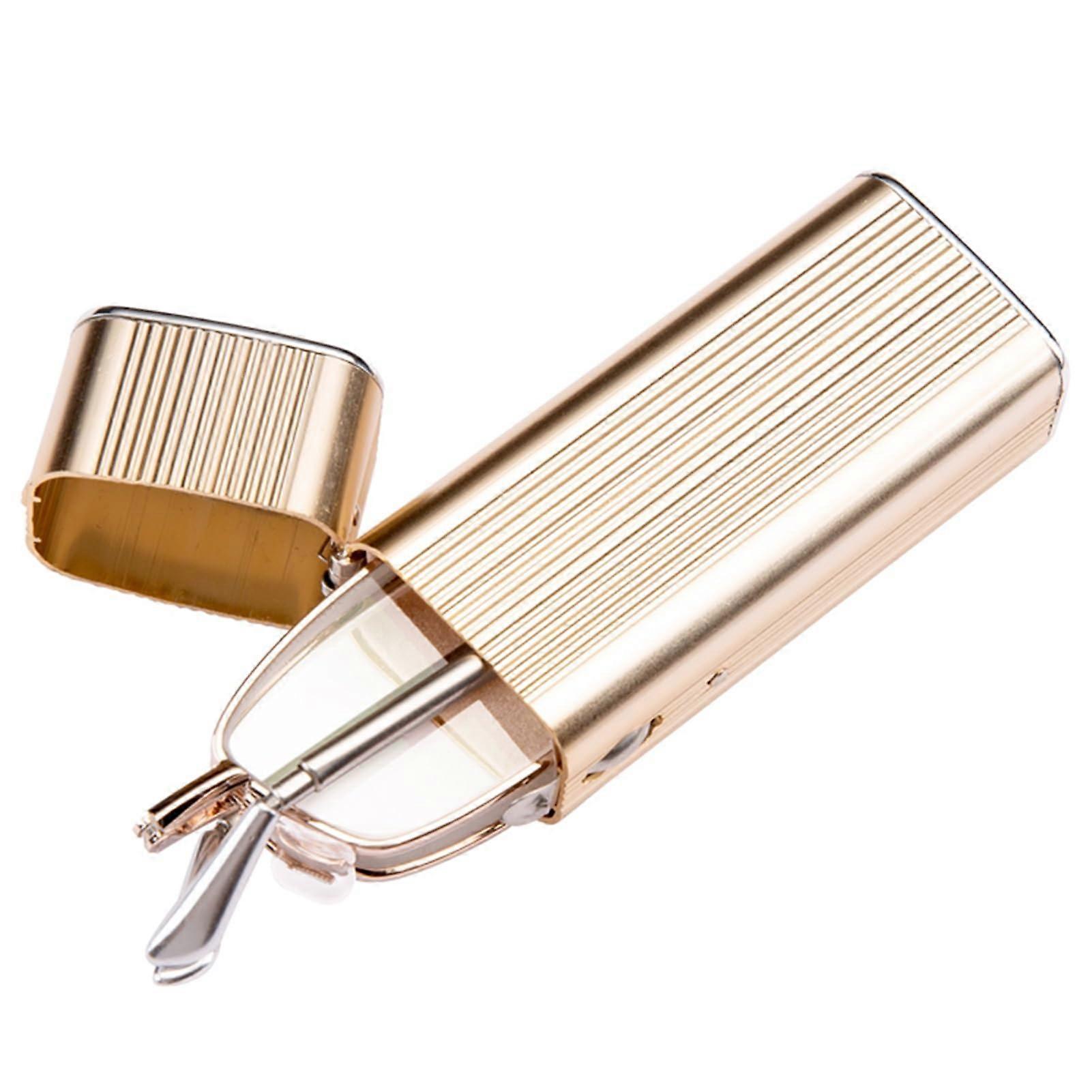 Folding Reading Glasses 3.0x Gold, Crystal Clear AntiScratch Lens, Compact Alloy Frame with Case