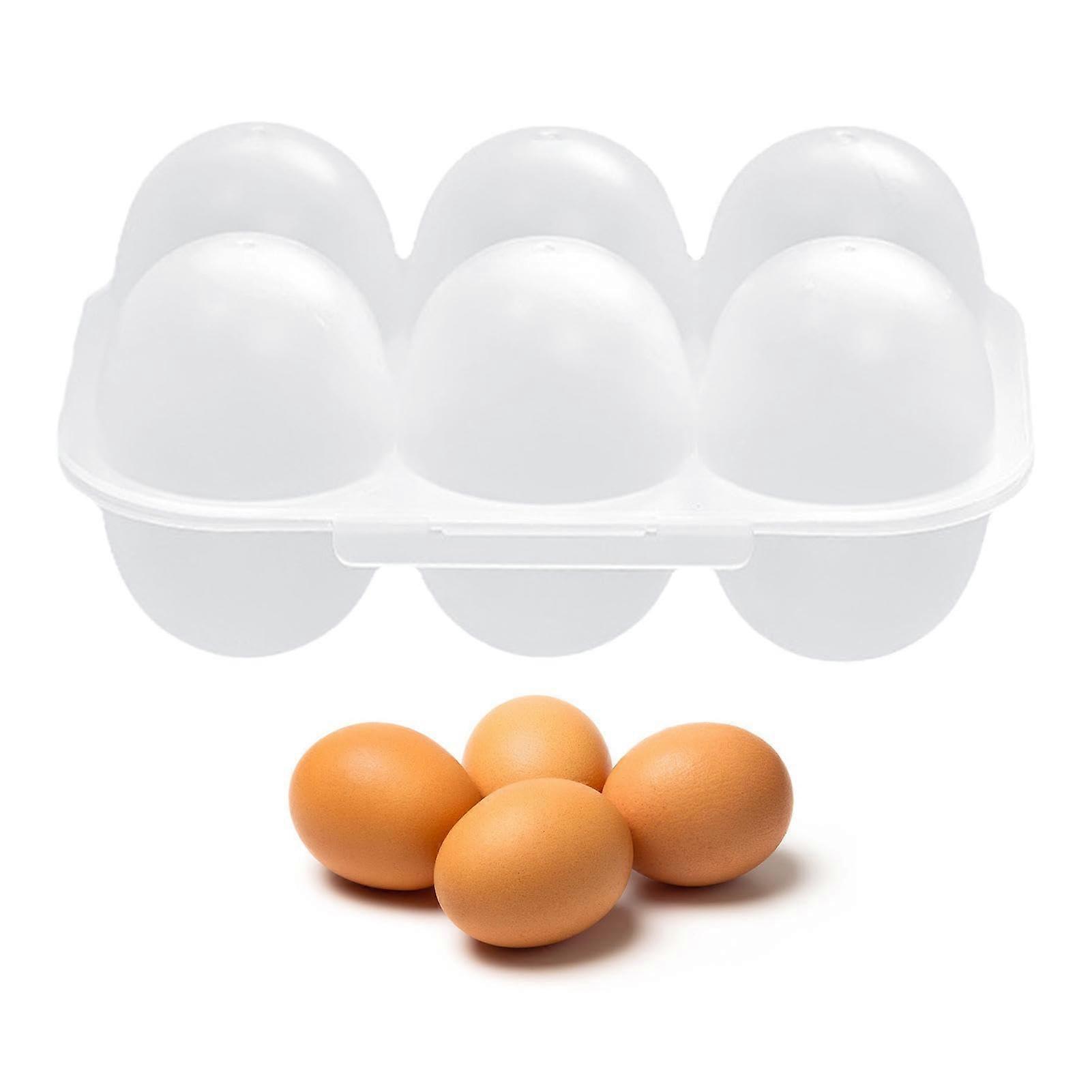 Egg Storage Container with Lid, 6 Egg Holder for Refrigerator, Transparent Stackable Design
