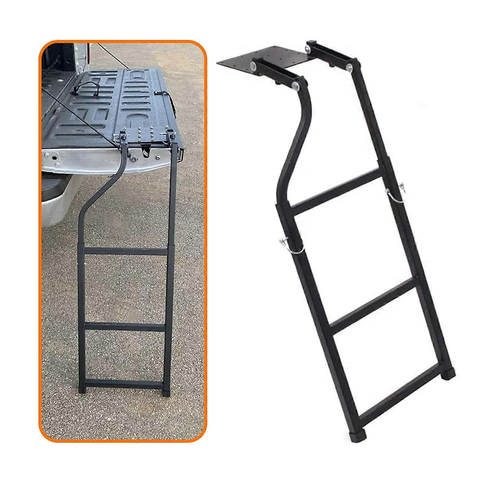 Pickup Truck Tailgate Ladder Adjustable Height Foldable RustResistant Steel Easy Install 220lbs