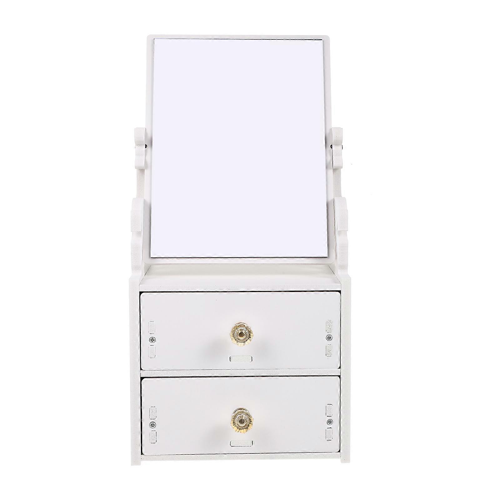White Cosmetic Storage Box for Dressing Table Mirror Use